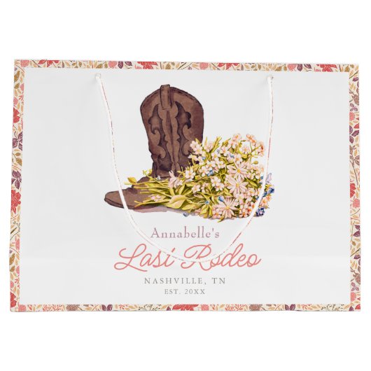 Laatste Rodeo Cowgirl Boot Floral Bachelorette Groot Cadeauzakje (Achterkant)