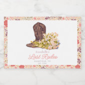 Laatste Rodeo Cowgirl Boot Floral Bachelorette Sparkling Wijnetiket (Enkel label)
