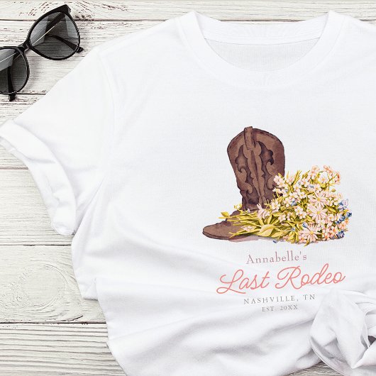 Laatste Rodeo Cowgirl Boot Floral Bachelorette T-shirt