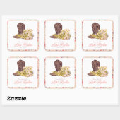 Laatste Rodeo Cowgirl Boot Floral Bachelorette Vierkante Sticker (Vel)