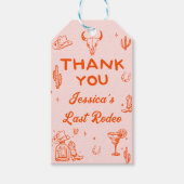 Laatste Rodeo Cowgirl Cocktail Bachelorette Party Cadeaulabel (Voorkant)