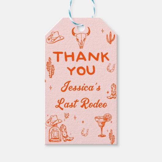 Laatste Rodeo Cowgirl Cocktail Bachelorette Party Cadeaulabel (Voorkant)