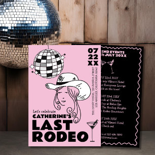 Laatste Rodeo Cowgirl Disco Hand getrokken Bachelo Kaart
