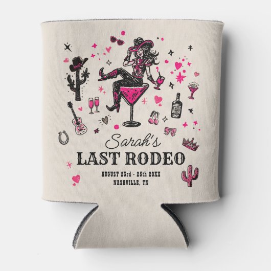 Laatste Rodeo Cowgirl Fun Nash Bash Bachelorette Blikjeskoeler (Voorkant)