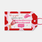 Laatste Rodeo Cowgirl Rood & Roze Bruidsfeestje Cadeaulabel (Voorkant (Horizontaal))