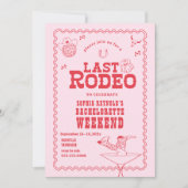 Laatste Rodeo Cowgirl Roze en Rode Bachelorette Kaart (Voorkant)