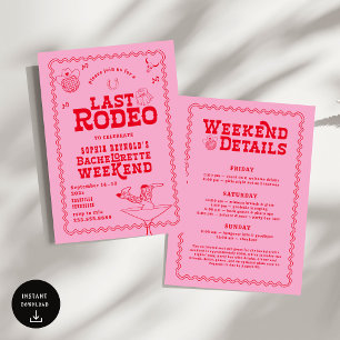 Laatste Rodeo Cowgirl Roze en Rode Bachelorette Kaart