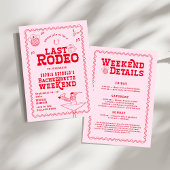 Laatste Rodeo Cowgirl Roze en Rode Bachelorette Kaart