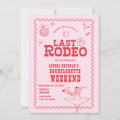 Laatste Rodeo Cowgirl Roze en Rode Bachelorette Kaart (Voorkant)