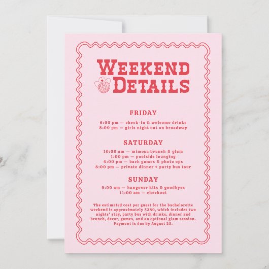 Laatste Rodeo Cowgirl Roze en Rode Bachelorette Kaart (Achterkant)