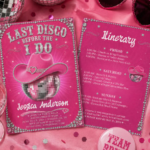 Laatste Rodeo Disco Cowgirl Bachelorette Feest Kaart
