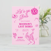 Laatste Rodeo Disco Cowgirl Bachelorette Kaart (Staand voorkant)