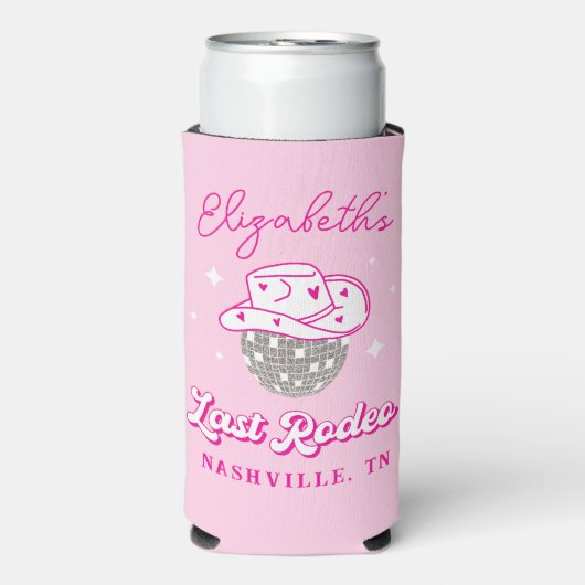 Laatste Rodeo Disco Cowgirl Bachelorette Seltzer Blikjeskoeler (Seltzer Voorkant)