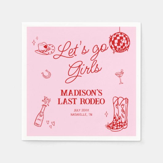 Laatste Rodeo Disco Cowgirl Bachelorette Servet (Voorkant)