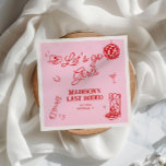 Laatste Rodeo Disco Cowgirl Bachelorette Servet<br><div class="desc">Zadelen voor een weekend van plezier en flair met onze "Disco Cowgirl Last Rodeo" Bachelorette Weekend ontwerp! Dit unieke ontwerp is ideaal voor de bruid-to-be die houdt van een mix van westerne charme en disco-verblinding, en het podium vormt voor een feest vol gelach, dans en onvergetelijke herinneringen. Het beschikt over...</div>