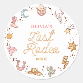 Laatste Rodeo Disco Cowgirl Bachelorette Weekend Ronde Sticker