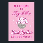 Laatste Rodeo Disco Cowgirl Bachelorette Welkom Poster<br><div class="desc">Welkom gasten op uw feest met dit Last Rodeo Disco Cowgirl Bachelorette Welcome Poster. Dit poster maakt het evenement dat je van plan bent #unforgettable.</div>