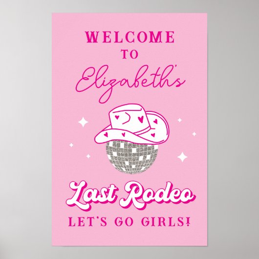 Laatste Rodeo Disco Cowgirl Bachelorette Welkom Poster (Voorkant)