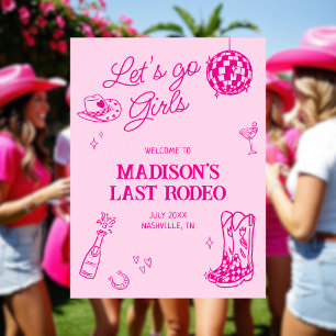Laatste Rodeo Disco Cowgirl Bachelorette Welkom Poster