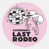 Laatste Rodeo Disco Cowgirl vrijgezellenfeest Ronde Sticker (Voorkant)