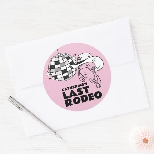 Laatste Rodeo Disco Cowgirl vrijgezellenfeest Ronde Sticker (Envelop)