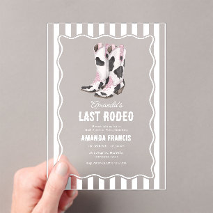 Laatste Rodeo Disco Cowgirl Westerse Bachelorette Acryl Uitnodigingen