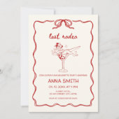 Laatste Rodeo handgetekende Cowgirl Red Bacheloret Kaart (Voorkant)