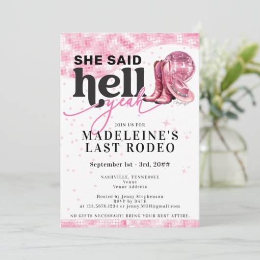 Laatste Rodeo Hell Yeah Cowgirl Bachelorette reisr Kaart (Staand voorkant)