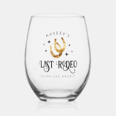 Laatste Rodeo Hoefijzers vrijgezellenfeest Wijnglas Zonder Voet (Voorkant)