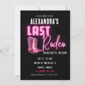 Laatste Rodeo Hot Pink Neon Cowboy laarzen Bachelo Kaart (Voorkant)