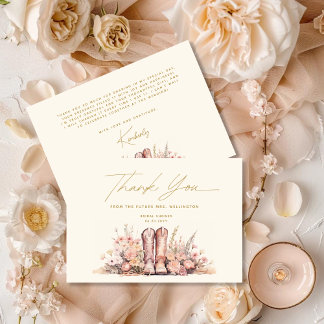 Laatste Rodeo Laarzen Bloemenkowgirl Bruidsdouche Bedankkaart