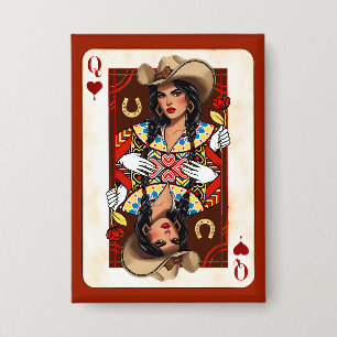 Laatste Rodeo Midwest Queen of Hearts Kaart Button