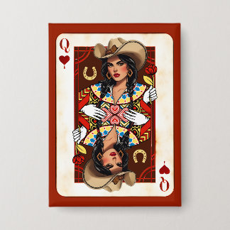 Laatste Rodeo Midwest Queen of Hearts Kaart Button