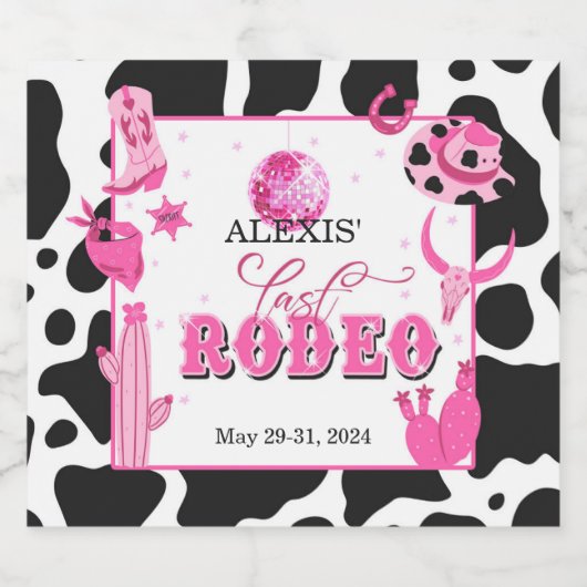 Laatste Rodeo Mousserende Wijn Fles Etiket - Op Ma (Enkel label)