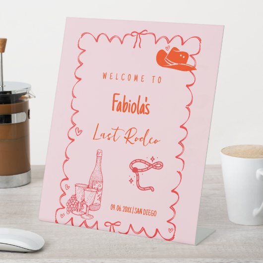 Laatste Rodeo Narshiville Bachelorette Welkom teke Reclamebord Met Voetstuk (Insitu)
