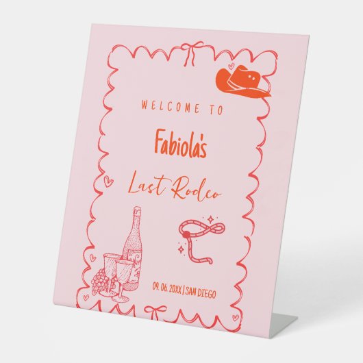 Laatste Rodeo Narshiville Bachelorette Welkom teke Reclamebord Met Voetstuk (Voorkant)