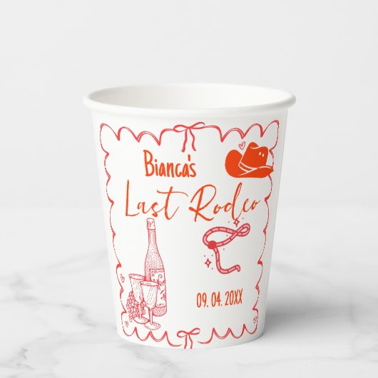 Laatste Rodeo Nashville Bachelorette Weekend Party Papieren Bekers (Achterkant)
