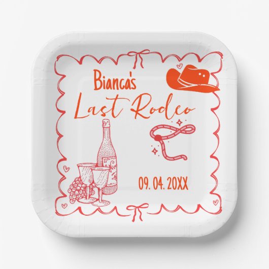Laatste Rodeo Nashville Bachelorette Weekend Party Papieren Bordje (Voorkant)