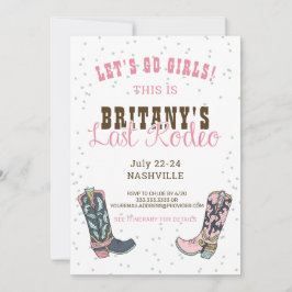 Laatste Rodeo Nashville Roze Cowgirl Bachelorette Kaart