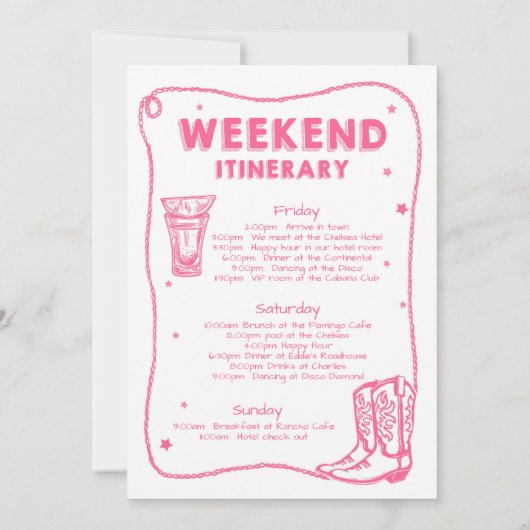 Laatste Rodeo Pink Bachelorette Weekendfeest Kaart (Achterkant)