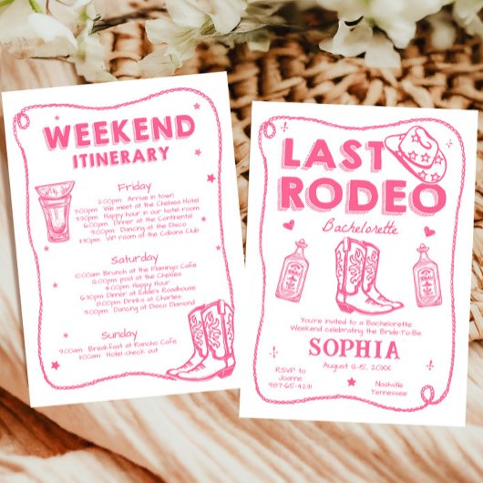Laatste Rodeo Pink Bachelorette Weekendfeest Kaart