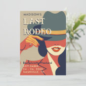 Laatste Rodeo Retro Poster Art Bachelorette Weeken Kaart (Staand voorkant)