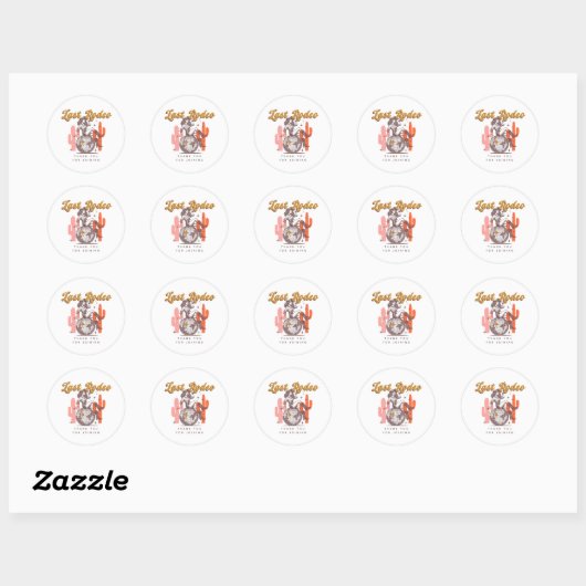 Laatste Rodeo Retro Roze Cowgirl Vrijgezellenfeest Ronde Sticker (Vel)