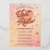 Laatste Rodeo Retro Sparkly Western Vrijgezellenfe Folie Uitnodiging (Voorkant)