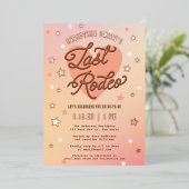 Laatste Rodeo Retro Sparkly Western Vrijgezellenfe Folie Uitnodiging (Staand Voorkant)