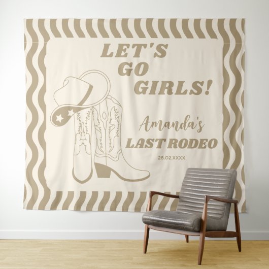 Laatste Rodeo Retro Western Meidenavondfeest Wandkleed (In Situ (horizontaal))