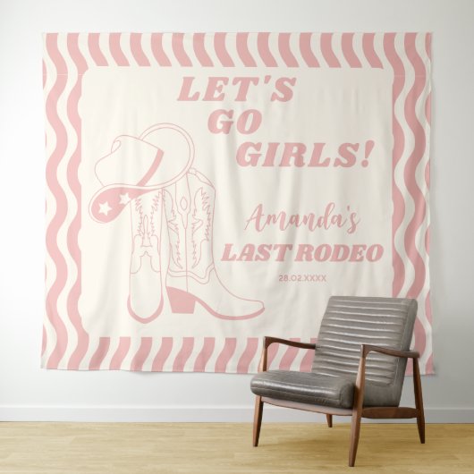 Laatste Rodeo Retro Western Meidenavondfeest Wandkleed (In Situ (horizontaal))