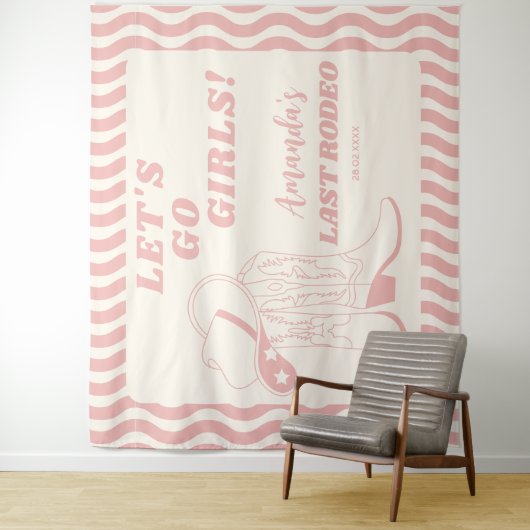 Laatste Rodeo Retro Western Meidenavondfeest Wandkleed (In situ)