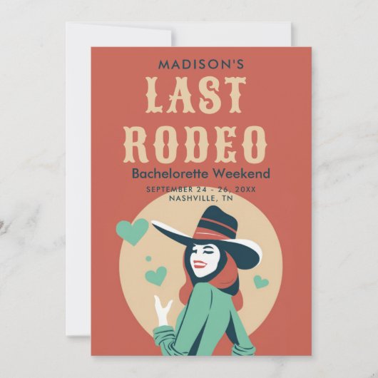 Laatste Rodeo  Rode Hart Bachelorette Weekend Kaart (Voorkant)