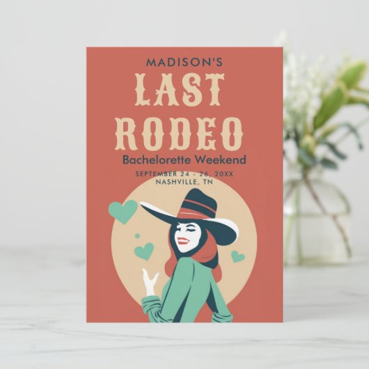 Laatste Rodeo  Rode Hart Bachelorette Weekend Kaart (Staand voorkant)